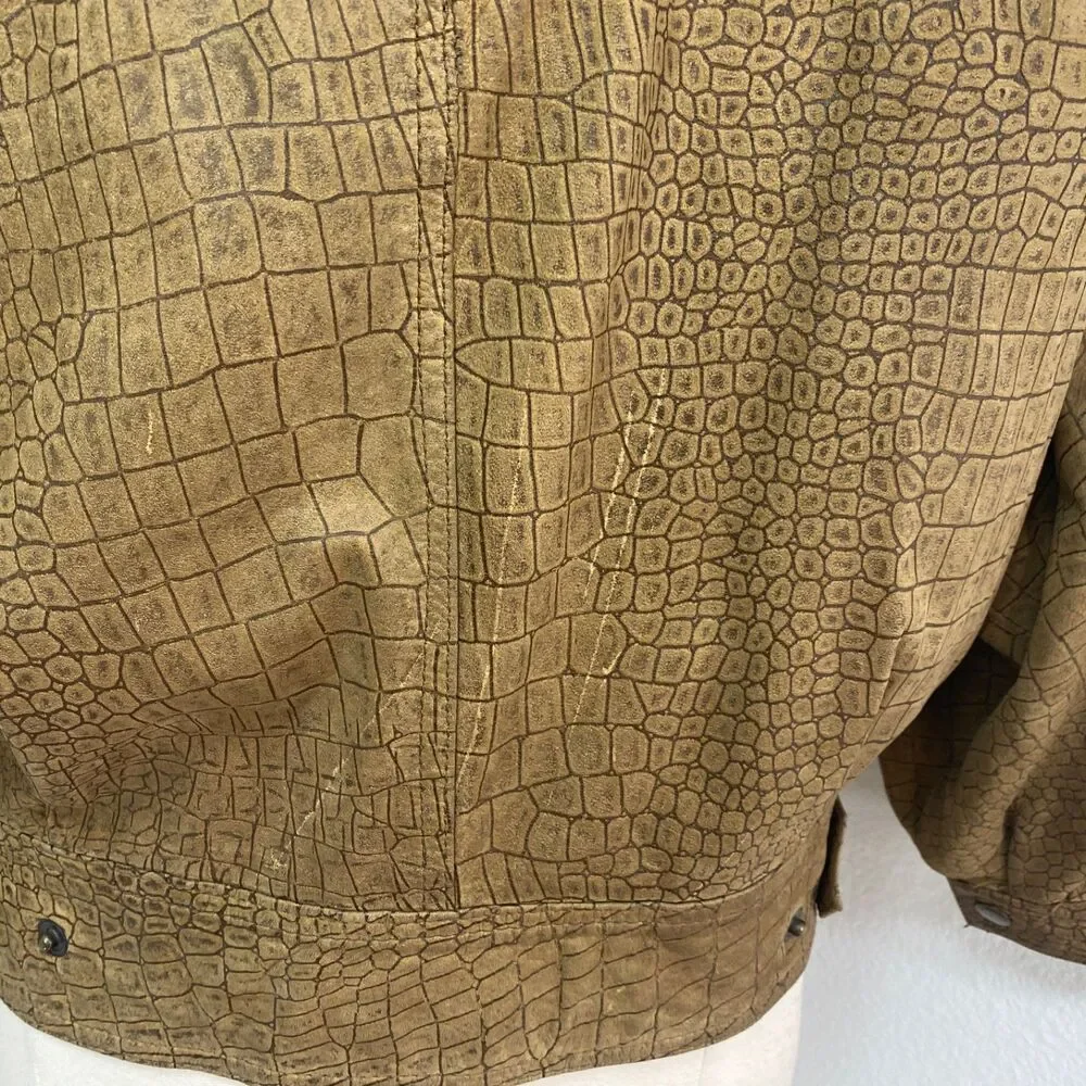 Vintage 80/90 Winlit Brown Leather Bomber Jacket Small Grunge Distress Punk Rock